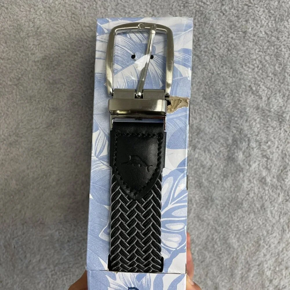 NEW Tommy Bahama Men's L/XL 38-42 Reversible Belt Comfort Stretch Black/Gray